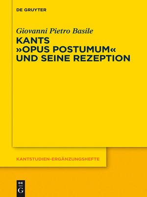 cover image of Kants Opus postumum und seine Rezeption